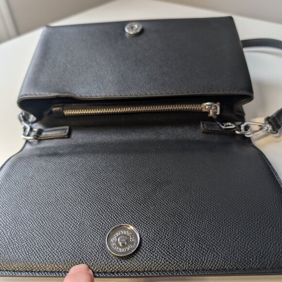 Convertible Handbag & Shoulder Bag - Black Synthetic Leather Detachable Strap - Picture 3 of 3